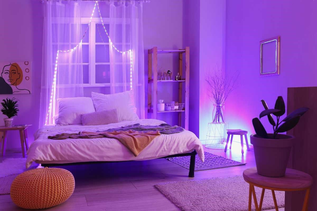 نورپردازی های جذاب اتاق خواب با ریسه های نورانی